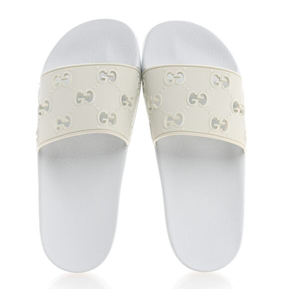 Gucci Rubber GG Monogram Perforated Women's Slide Sandals Great White - 8 - Picture 1 of 7